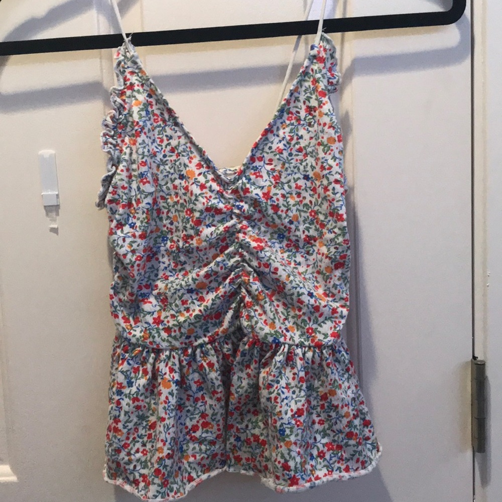 floral sinch front tank top